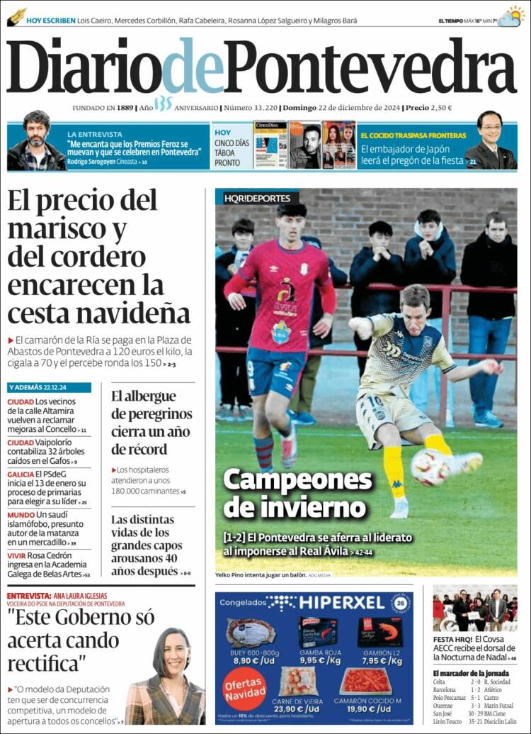 Portada de Diario de Pontevedra (España)