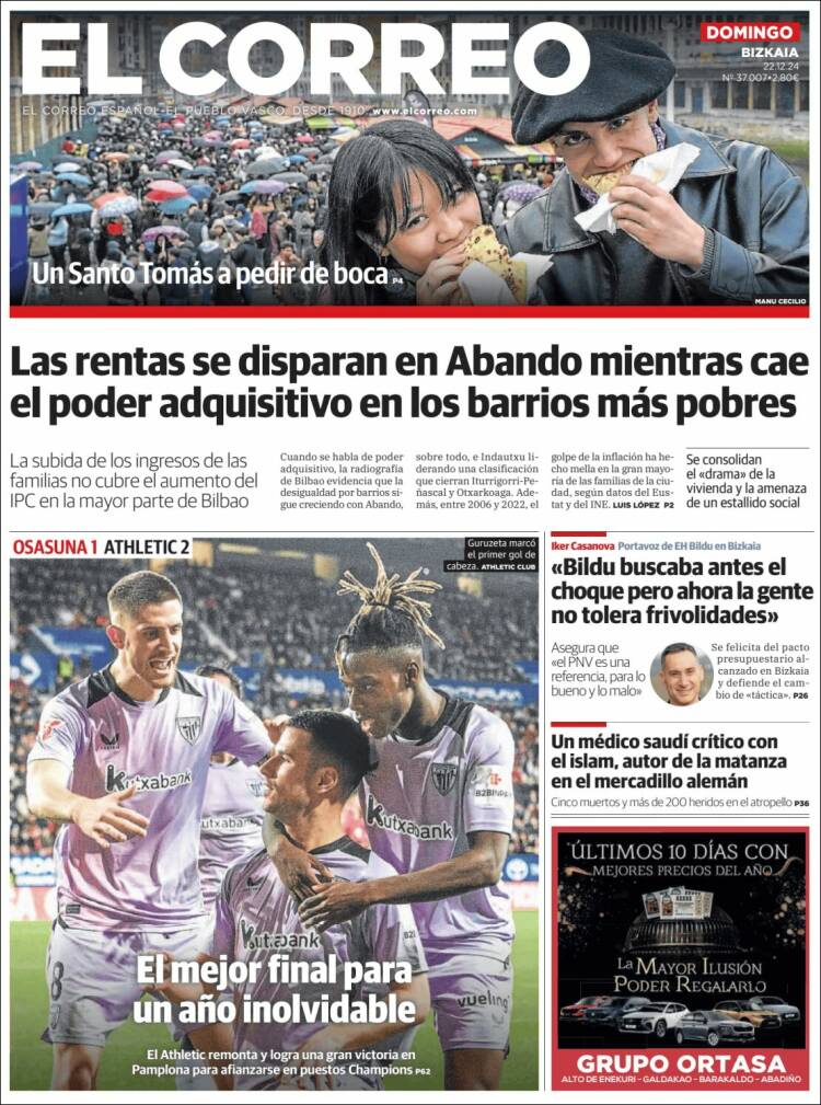 Portada de El Correo (España)