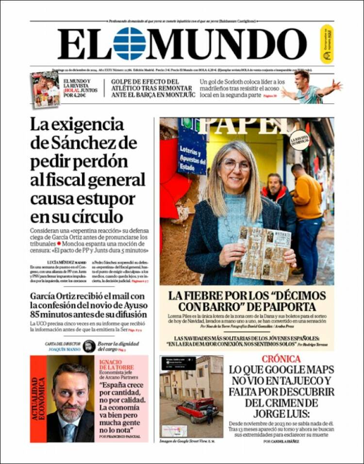 Portada de El Mundo (España)