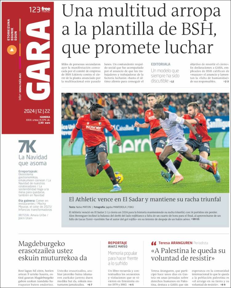 Portada de Gara (España)