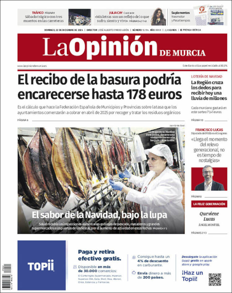 Portada de La Opinión de Murcia (España)