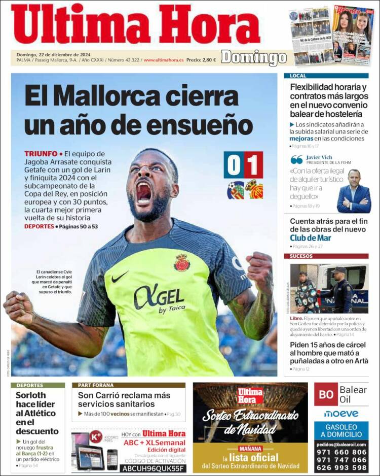 Portada de Última Hora (España)