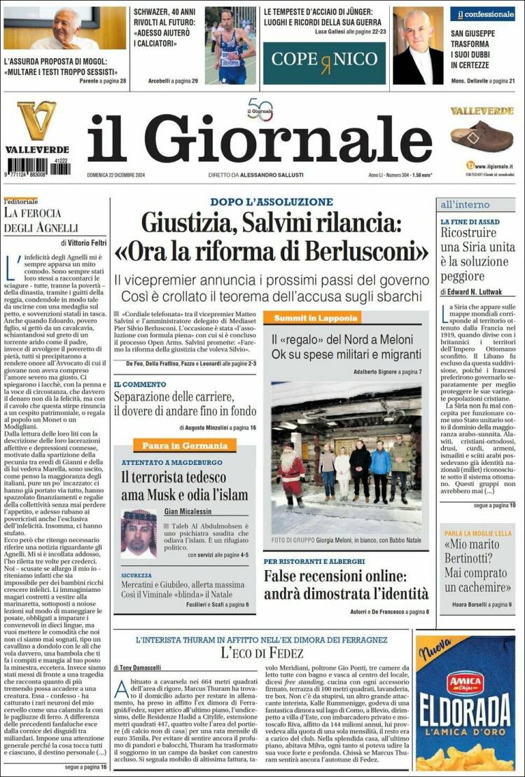 Portada de il Giornale (Italia)