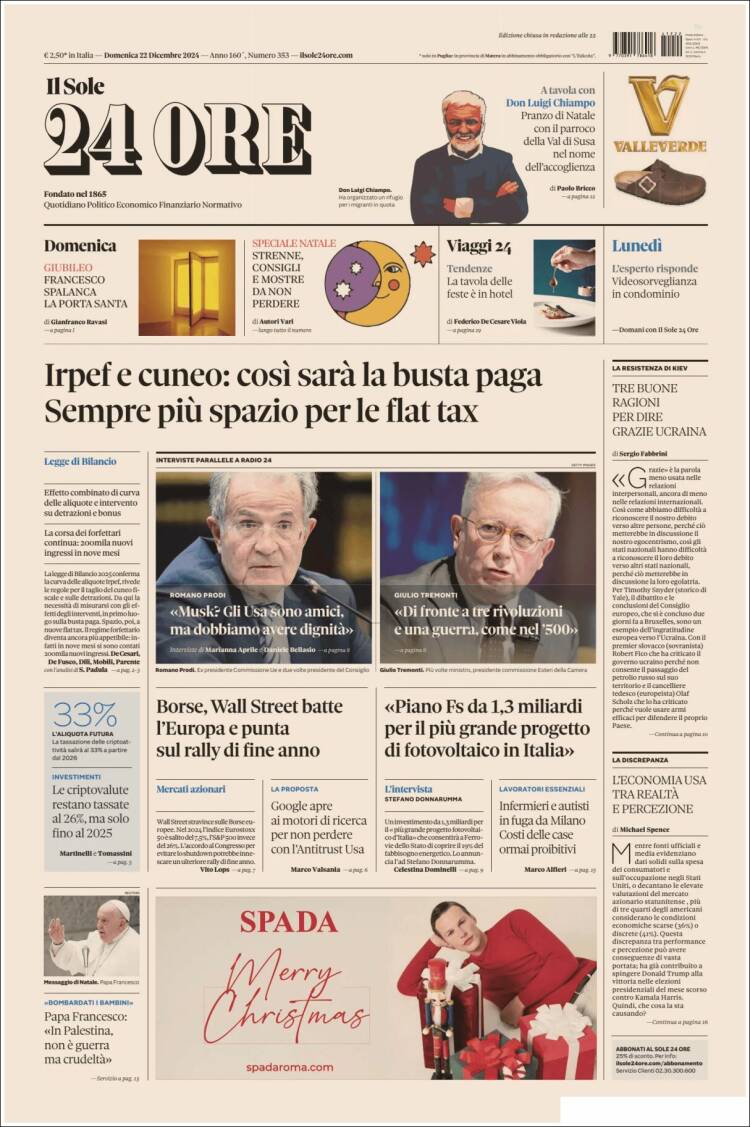 Portada de Il Sole 24 ORE (Italia)