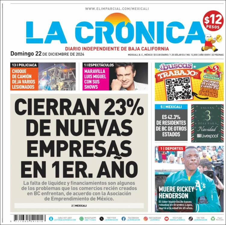 Portada de La Crónica de Baja California (México)