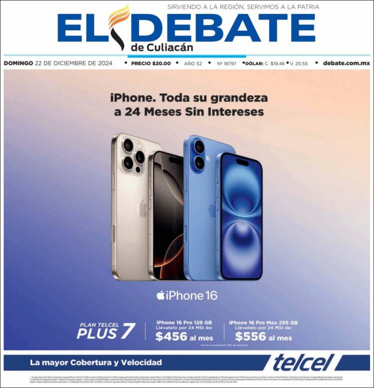 Portada de El Debate de Culiacán (México)