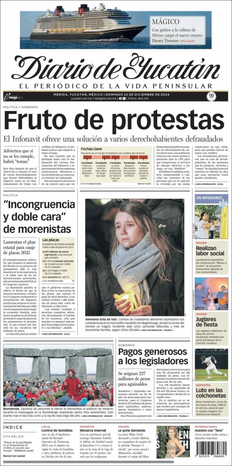 Portada de Diario de Yucatán (México)