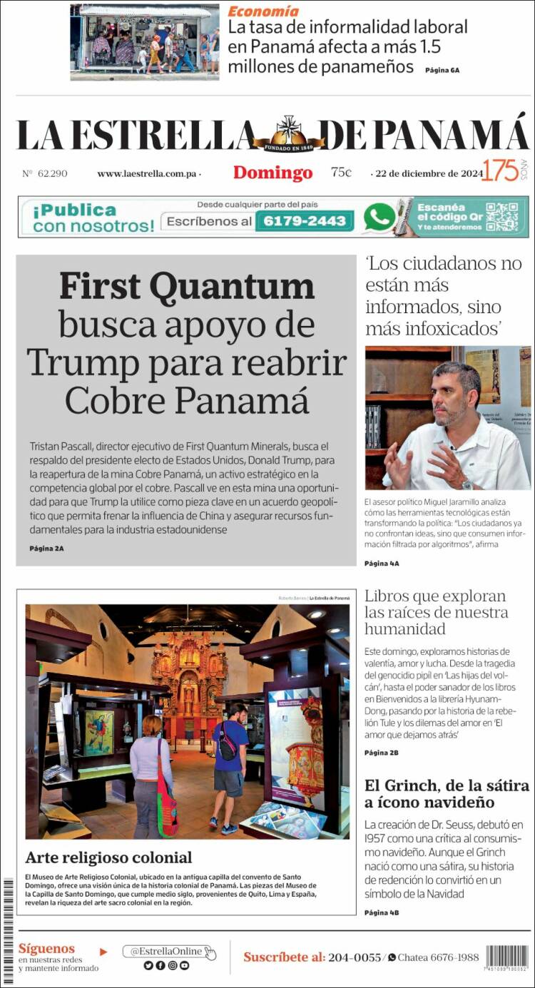 Portada de La Estrella de Panamá (Panama)