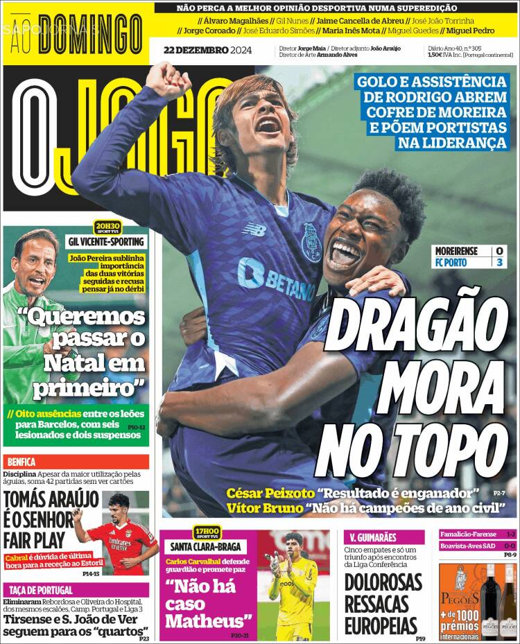 Portada de O Jogo (Portugal)