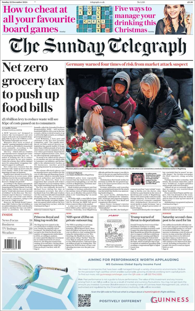 Portada de Daily Telegraph (United Kingdom)