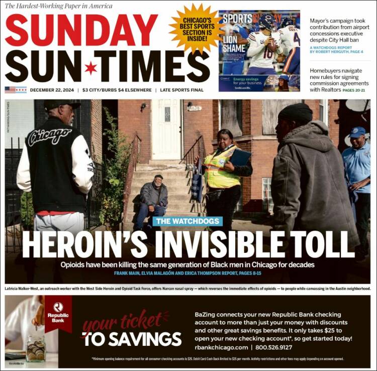 Portada de Chicago Sun-Times (USA)