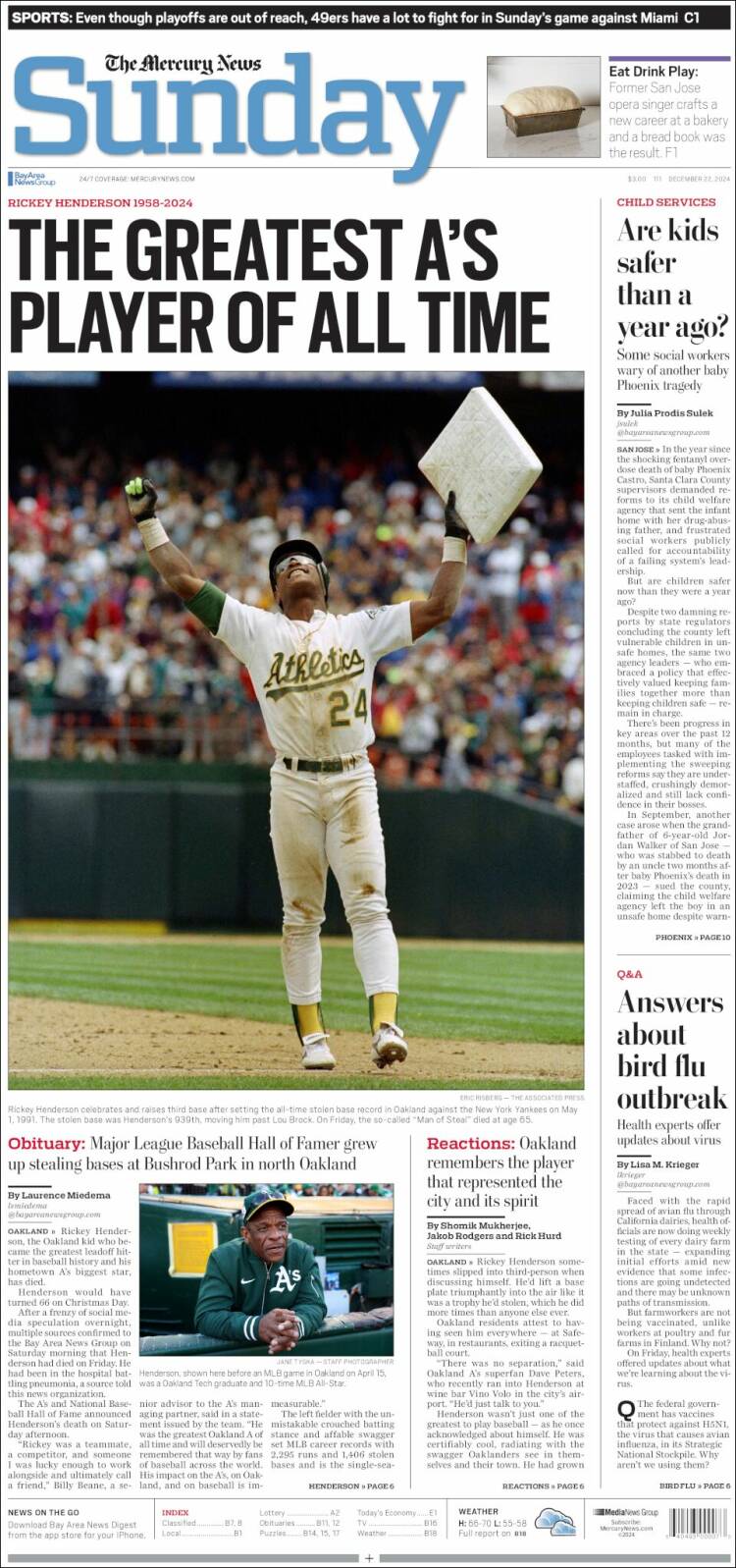 Portada de San Jose Mercury News (USA)