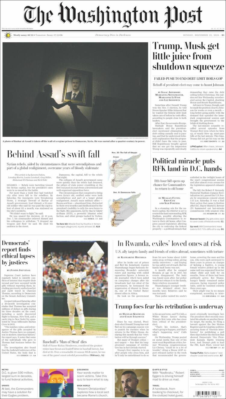 Portada de The Washington Post (USA)