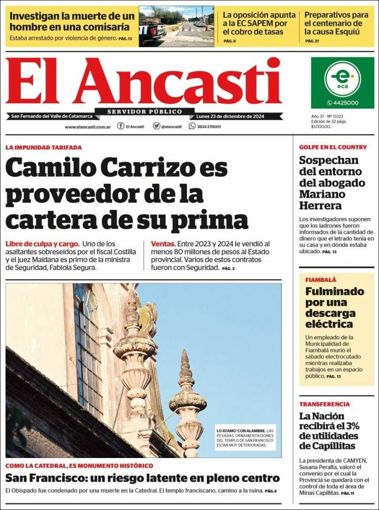 Portada de El Ancasti (Argentina)