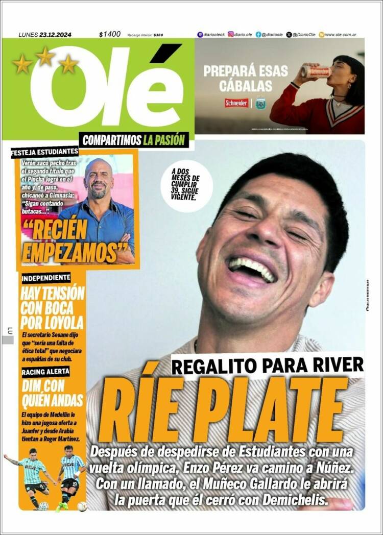 Portada de Olé (Argentina)