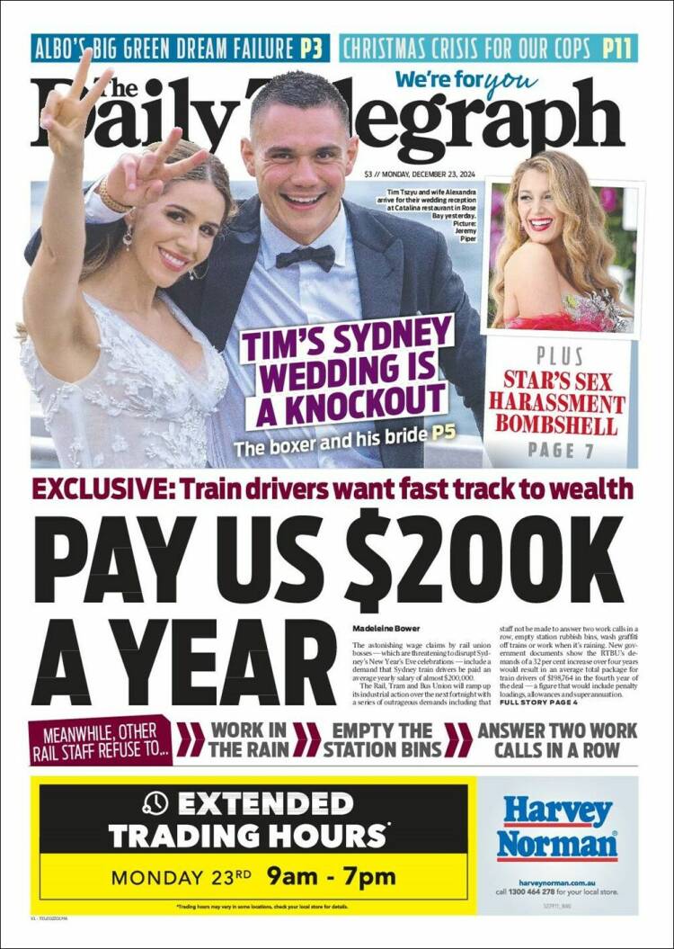 Portada de The Daily Telegraph (Australia)