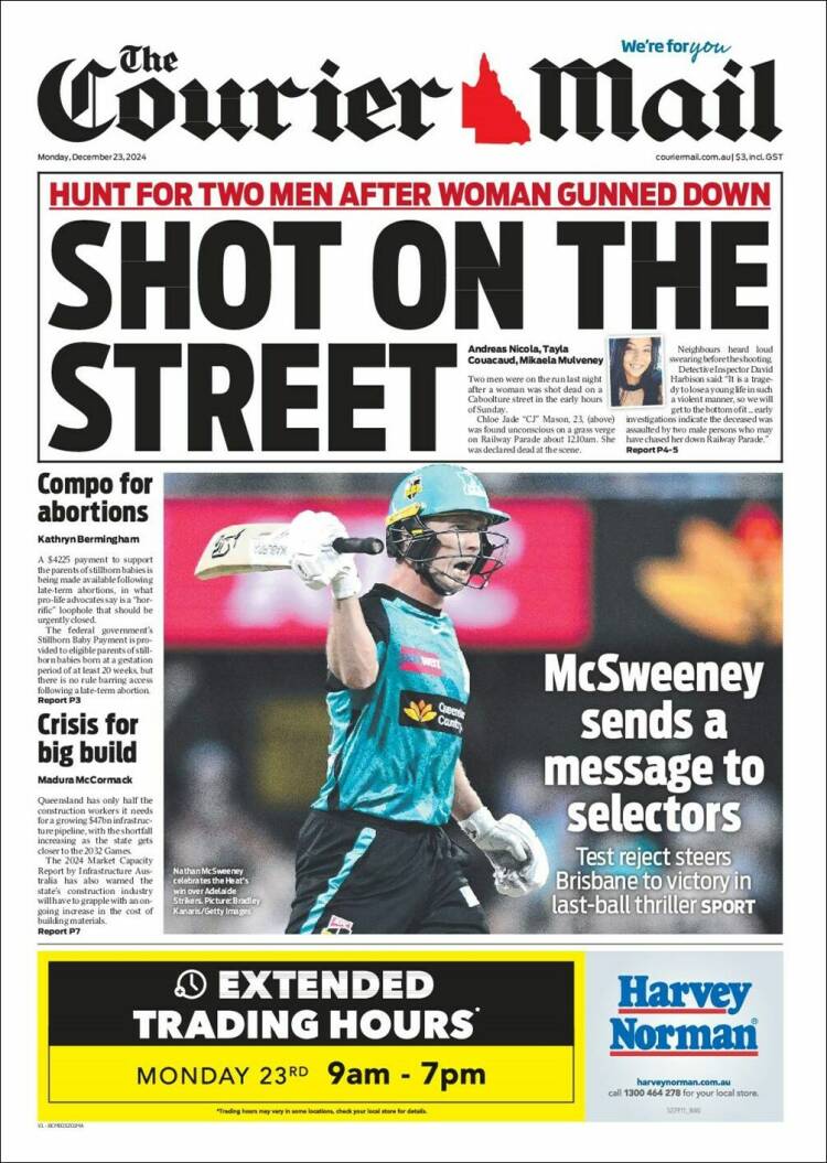 Portada de The Courier-Mail (Australia)