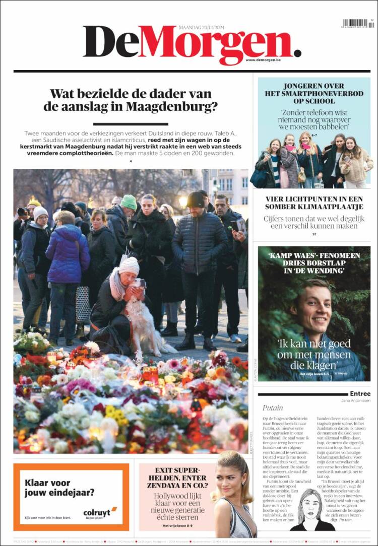 Portada de De Morgen (B&eacute;lgica)