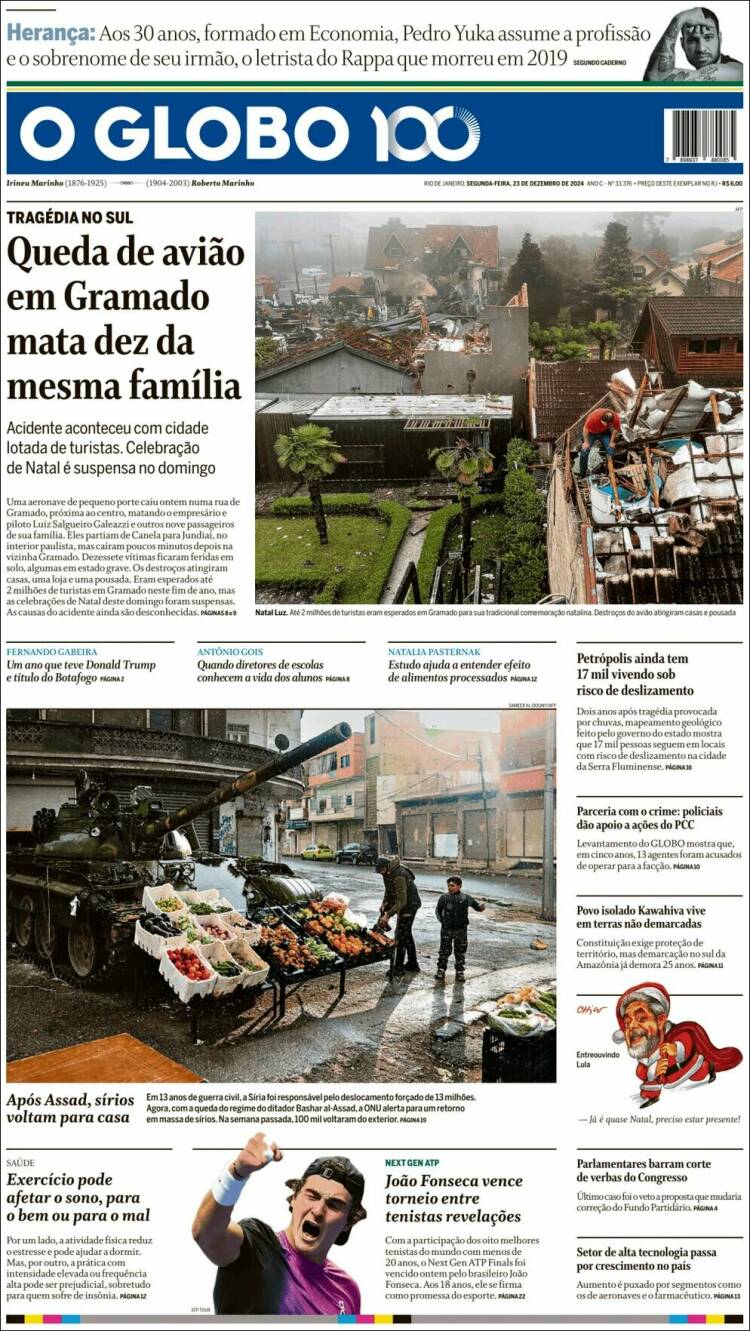 Portada de O Globo (Brasil)