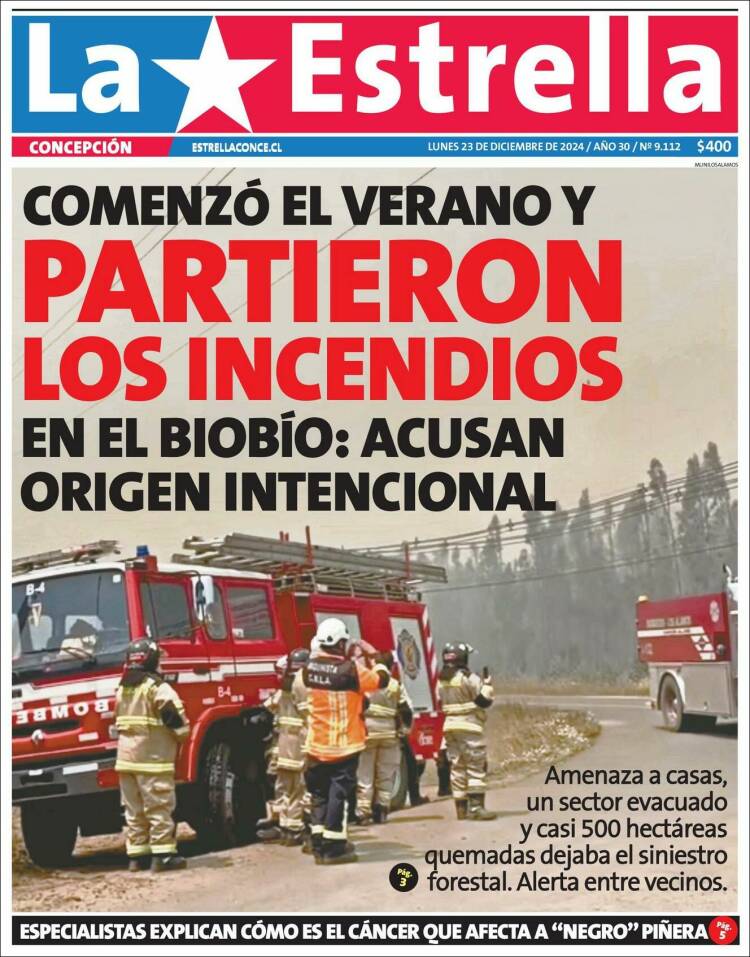 Portada de La Estrella de Concepción (Chile)