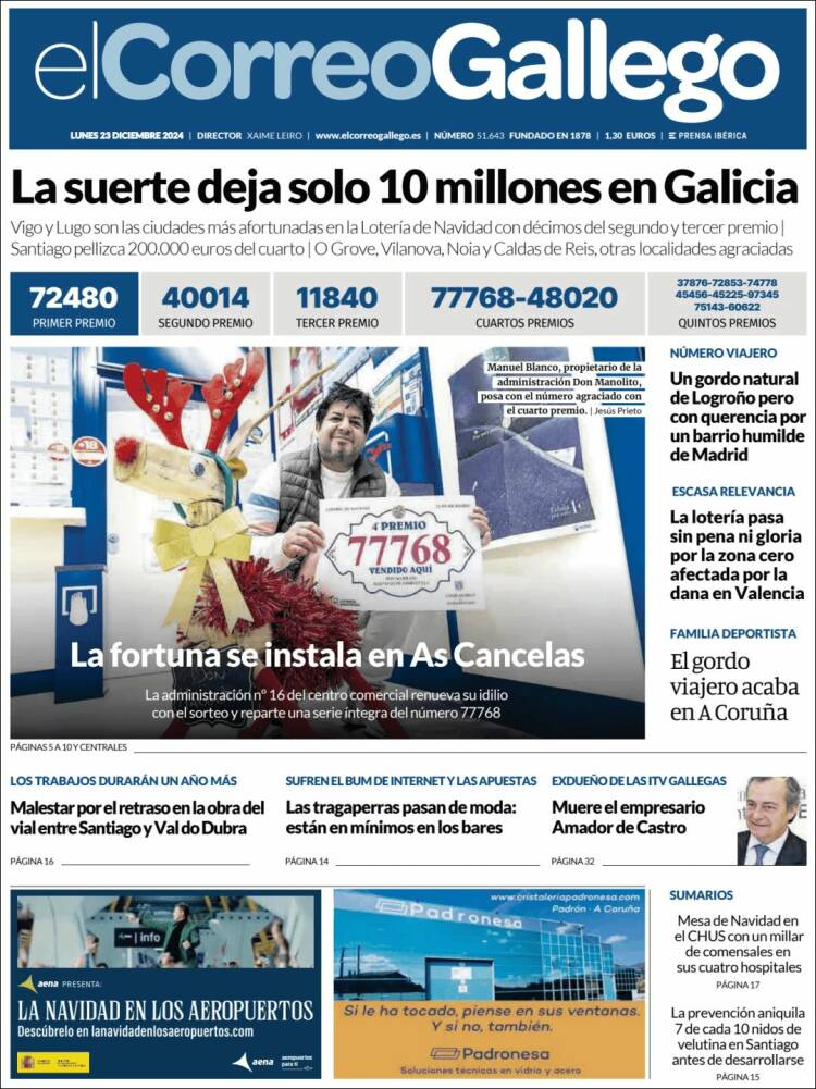 Portada de El Correo Gallego (España)