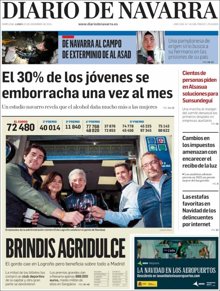 Portada de Diario de Navarra (España)