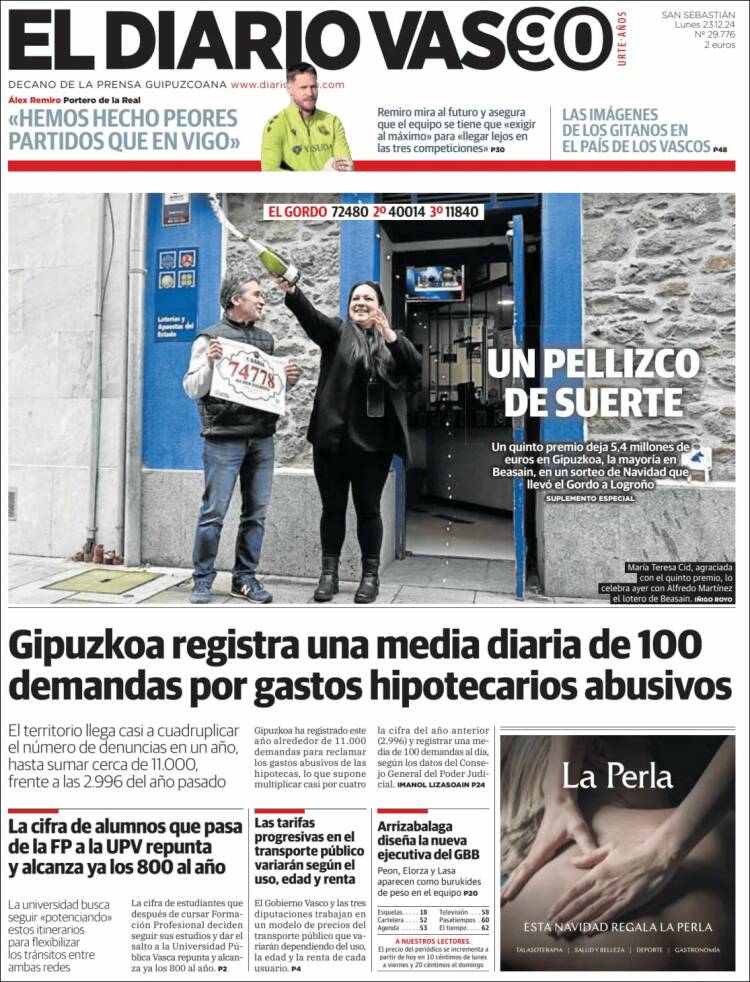 Portada de Diario Vasco (España)