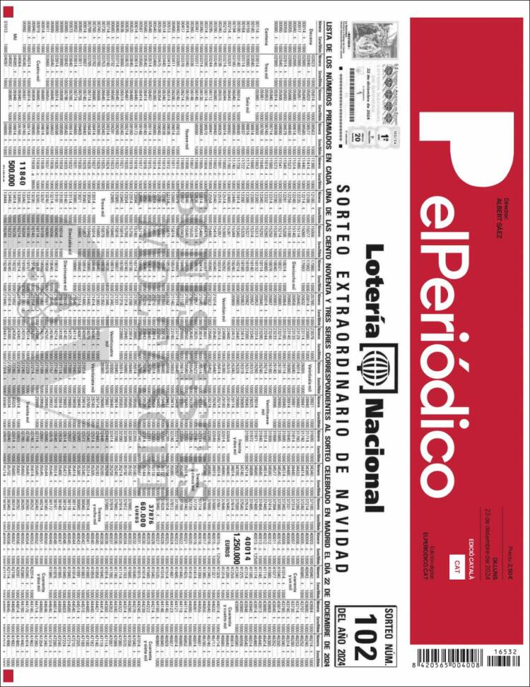 Portada de El Periódico de Catalunya (España)
