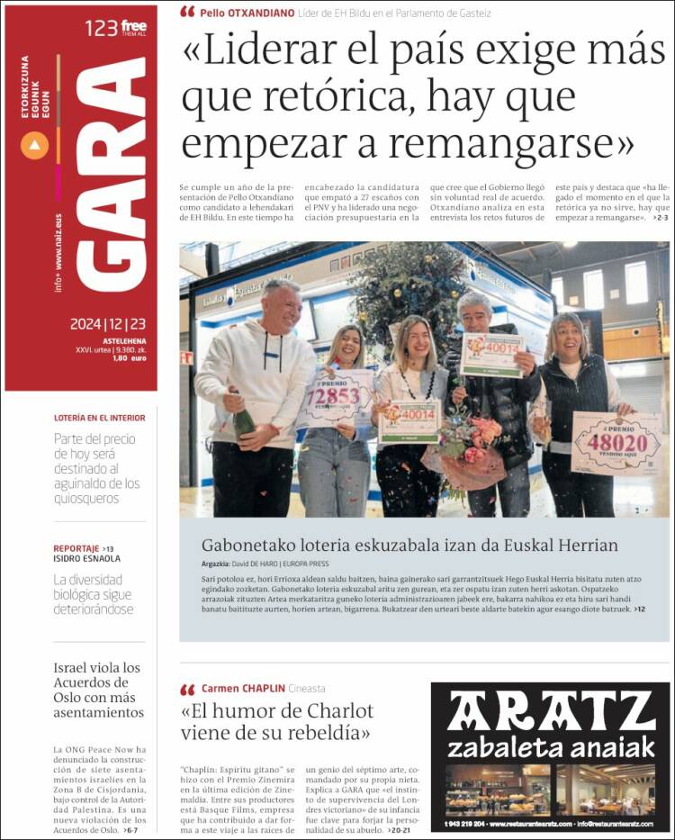Portada de Gara (España)