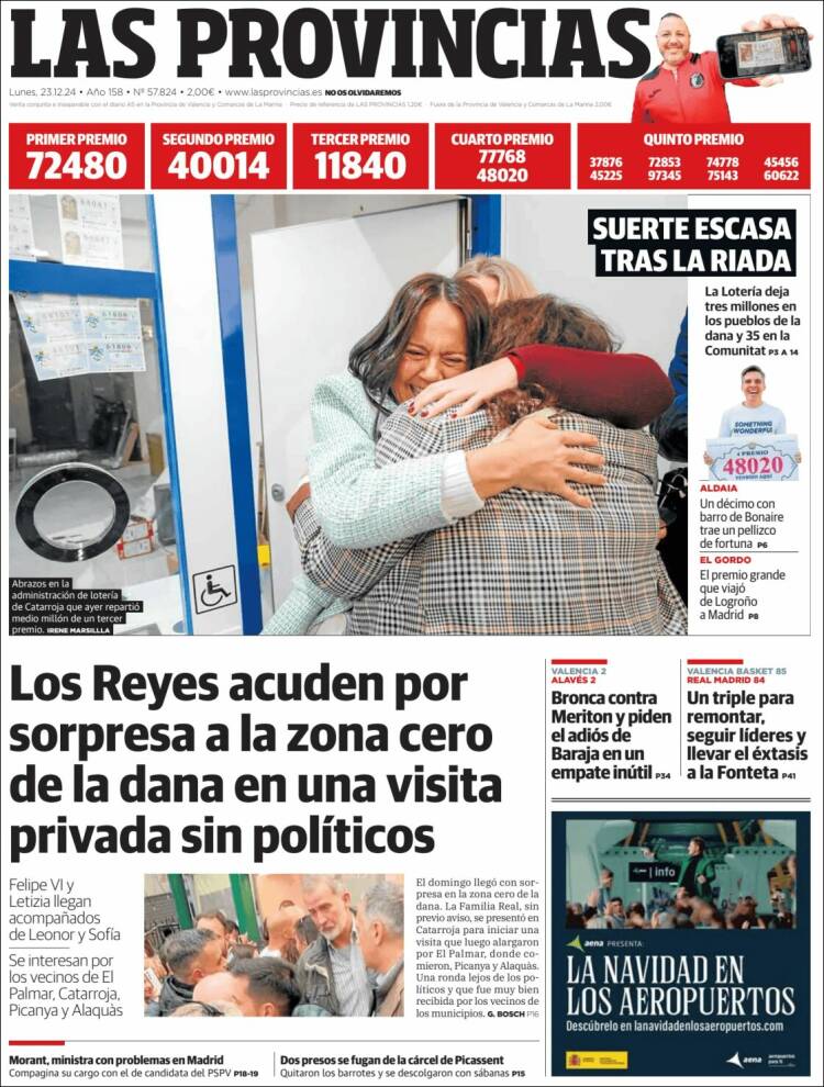 Portada de Las Provincias (España)
