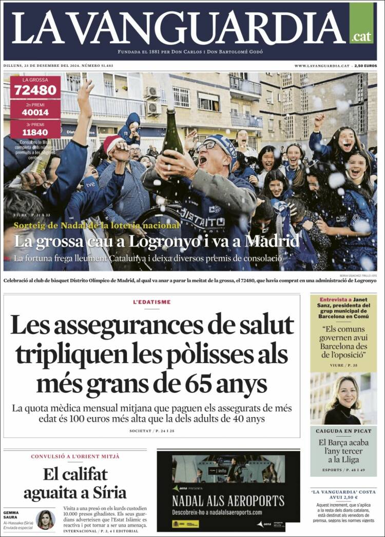 Portada de La Vanguardia (España)