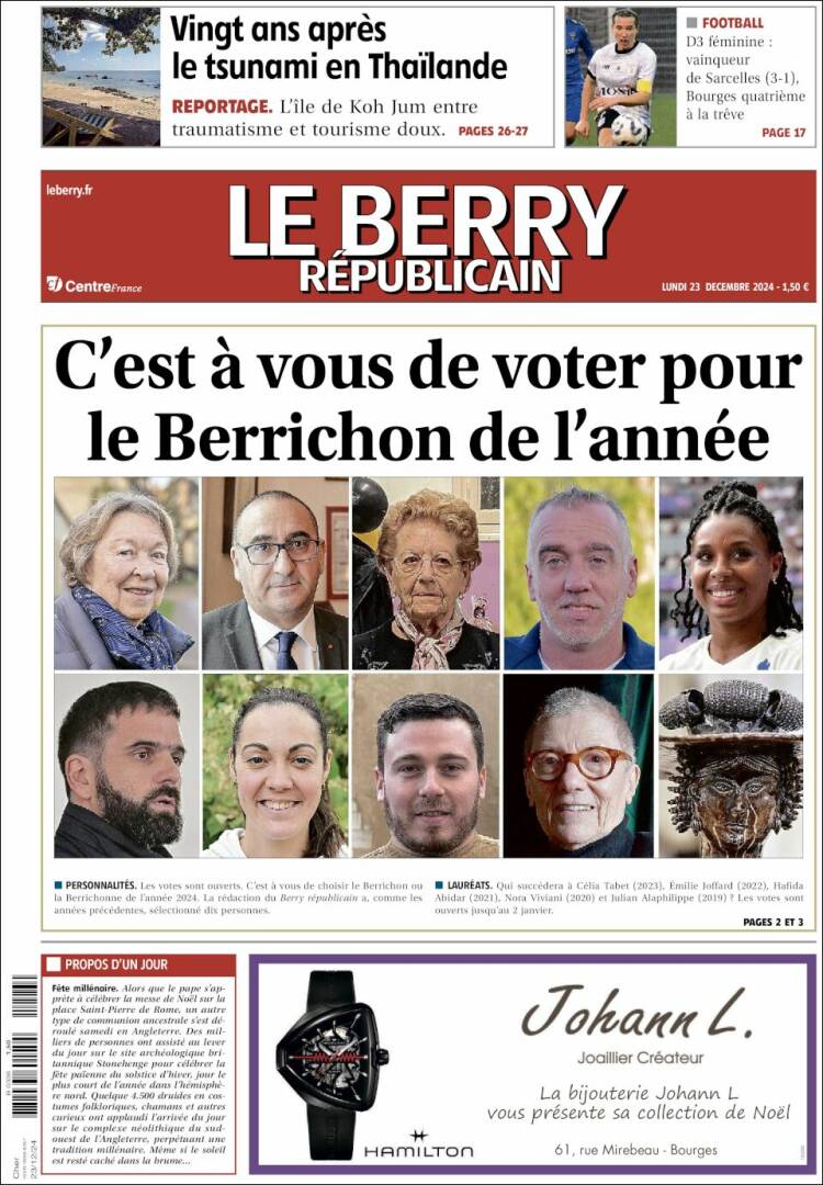 Portada de Berry Republicain (Francia)