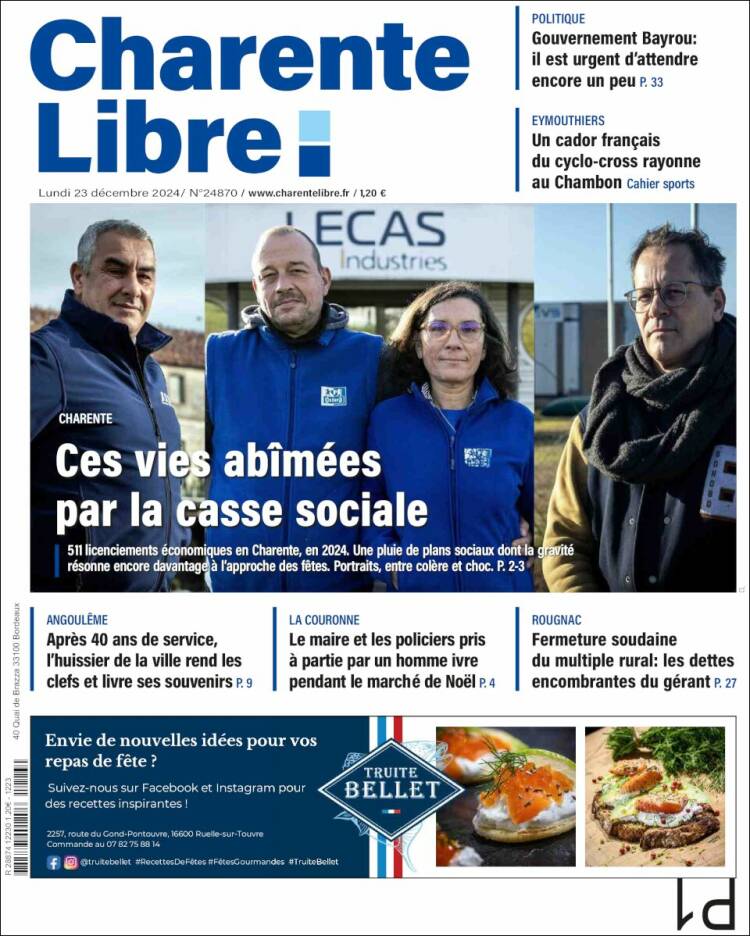 Portada de Charente Libre (Francia)