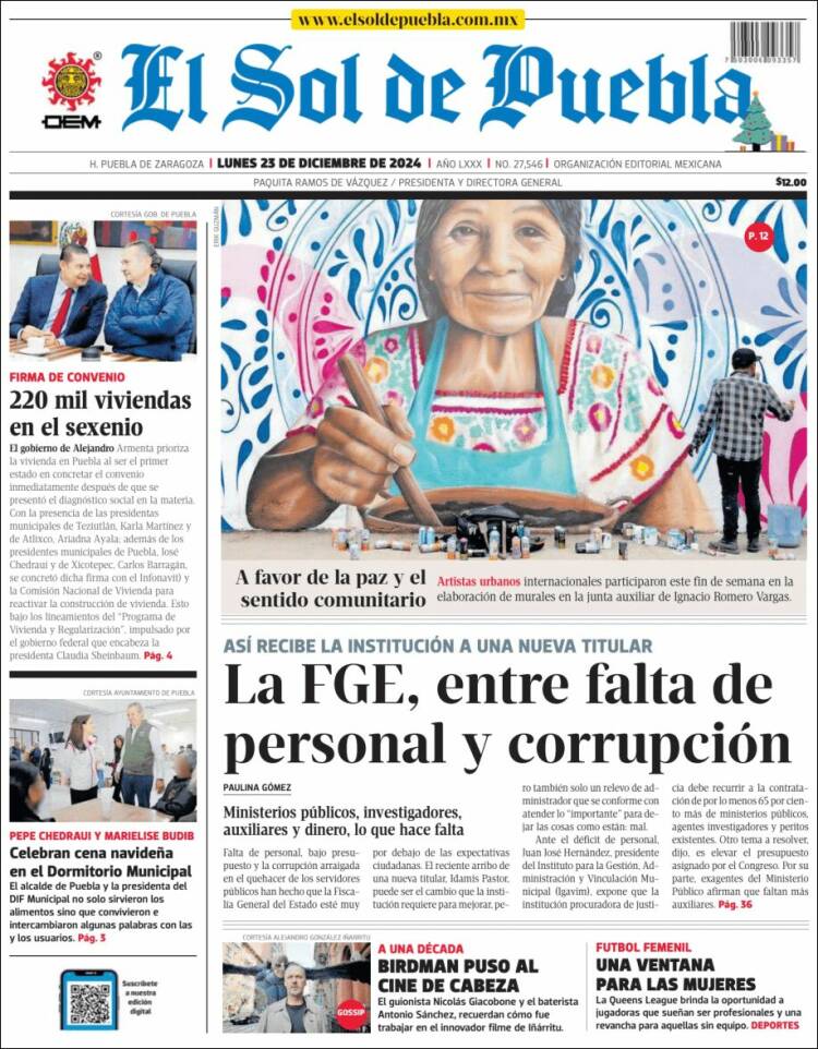 Portada de El Sol de Puebla (M&eacute;xico)