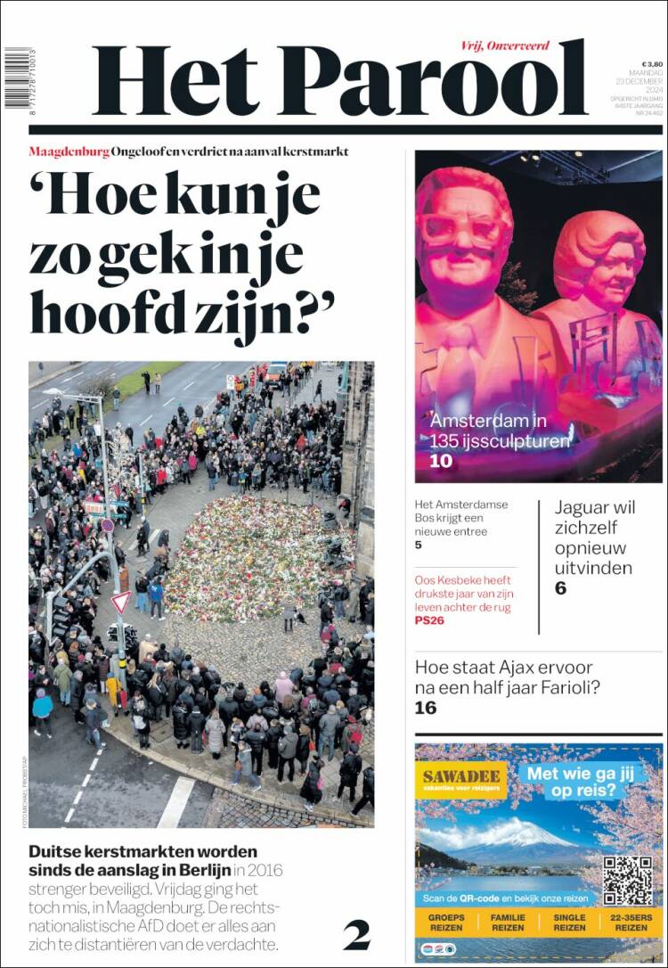 Portada de Het Parool (Pa&iacute;ses Bajos)