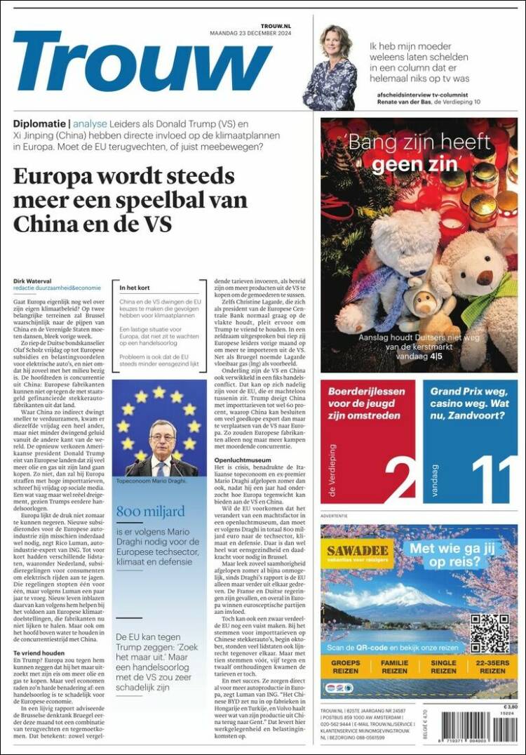 Portada de Trouw (Pa&iacute;ses Bajos)