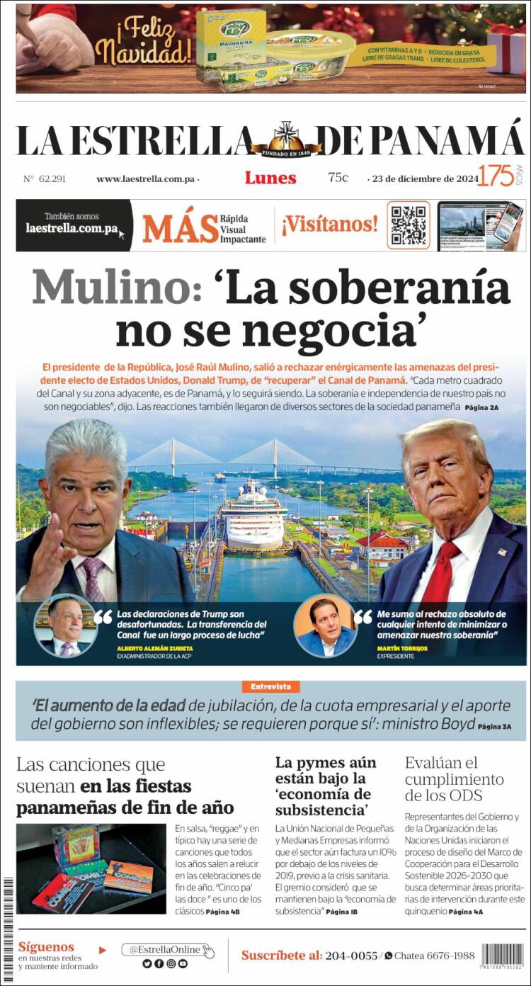 Portada de La Estrella de Panamá (Panam&aacute;)