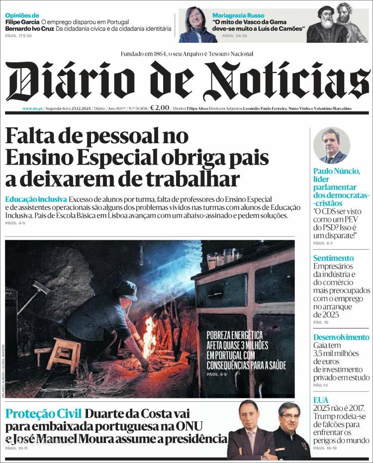Portada de Diário de Noticias (Portugal)