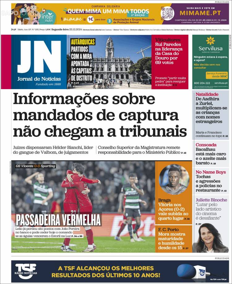 Portada de Jornal de Notícias (Portugal)