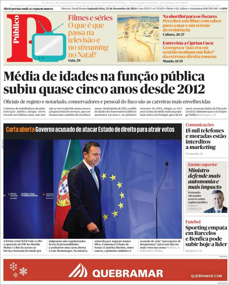 Portada de Público (Portugal)