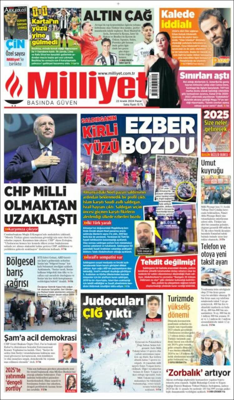 Portada de Milliyet (Turqu&iacute;a)