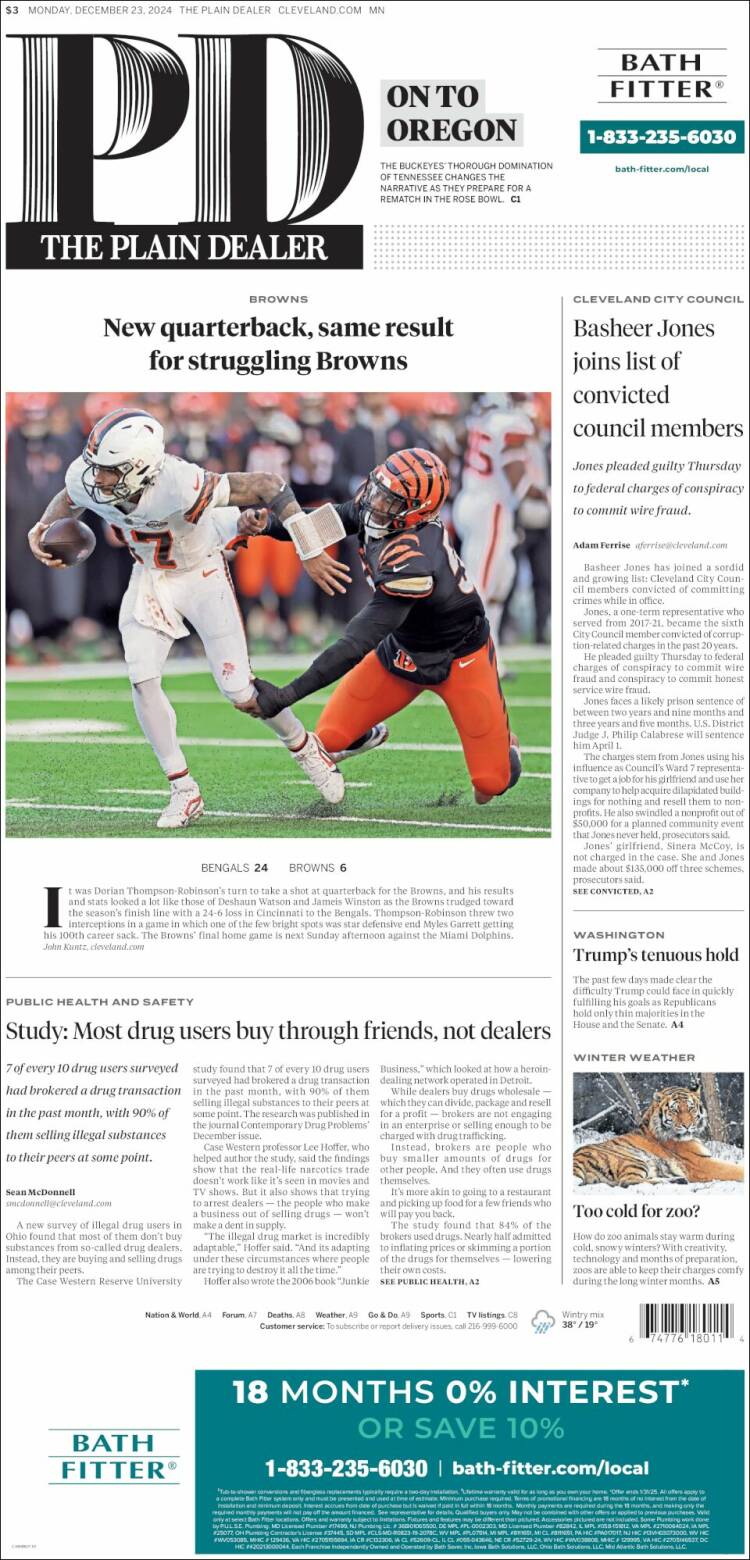 Portada de The Plain Dealer (USA)