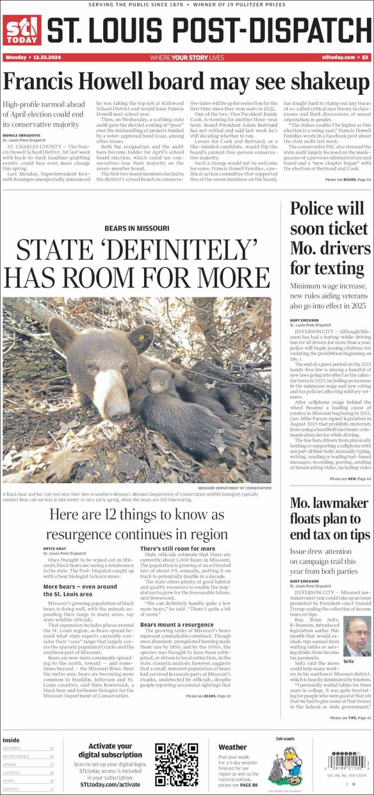 Portada de St. Louis Post-Dispatch (USA)