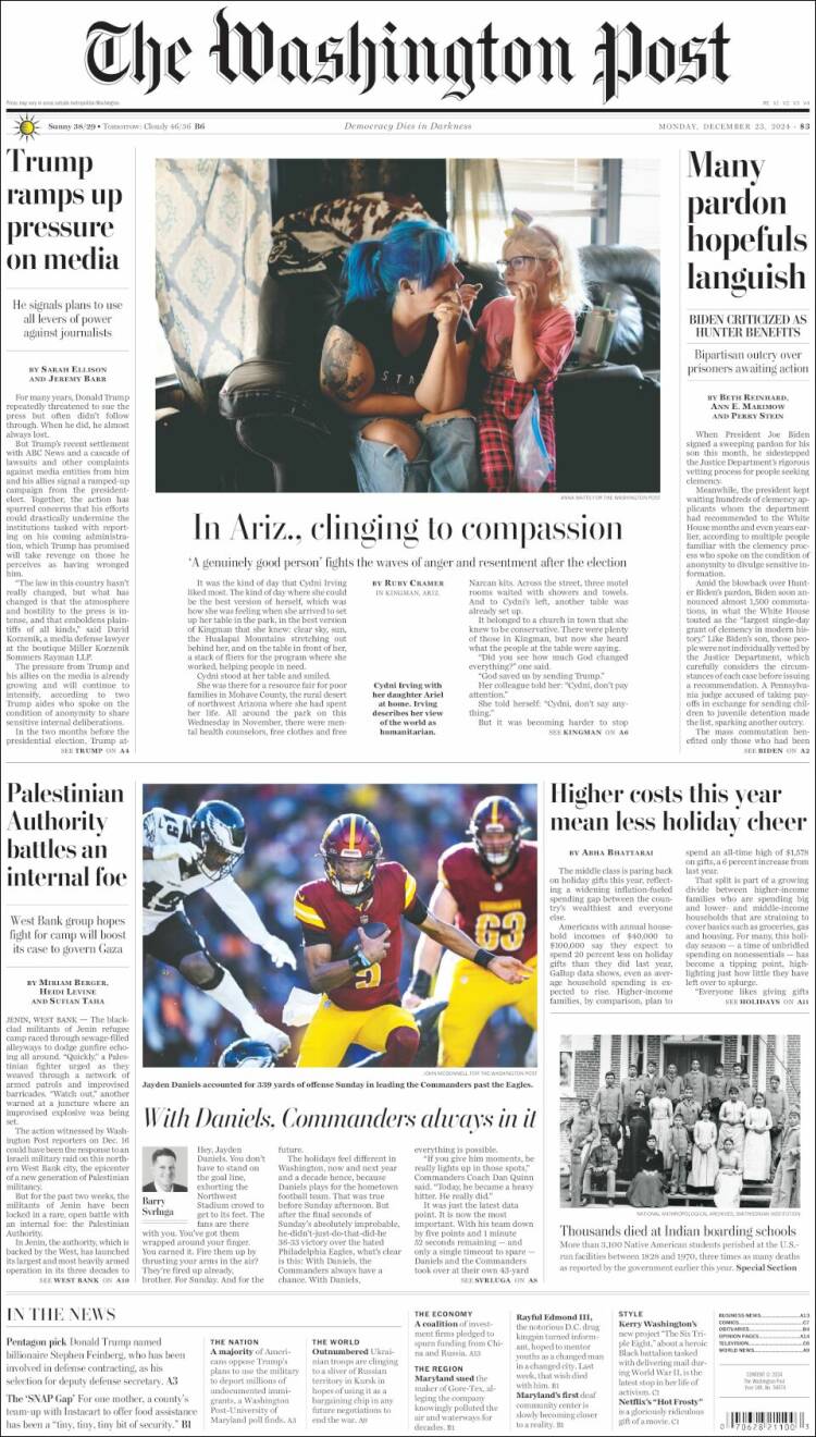 Portada de The Washington Post (USA)