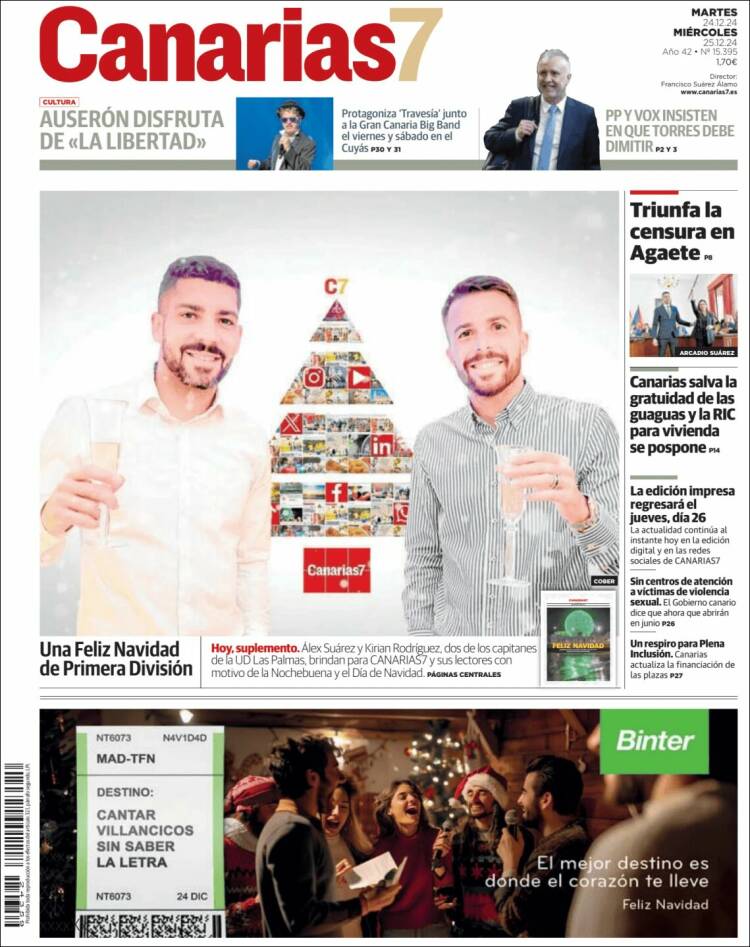Portada de Canarias 7 (España)
