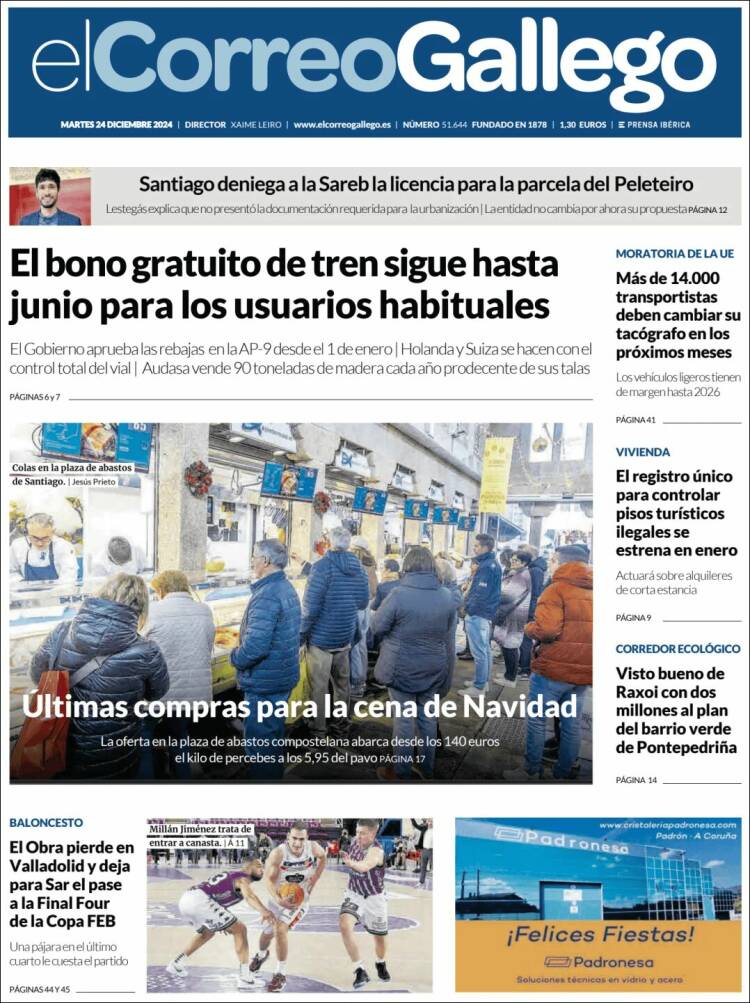 Portada de El Correo Gallego (España)