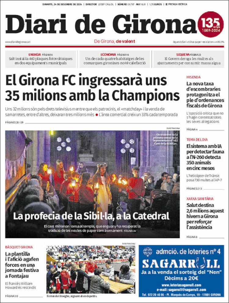 Portada de Diari de Girona (España)