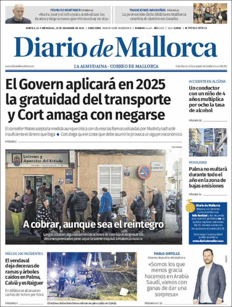 Portada de Diario de Mallorca (España)