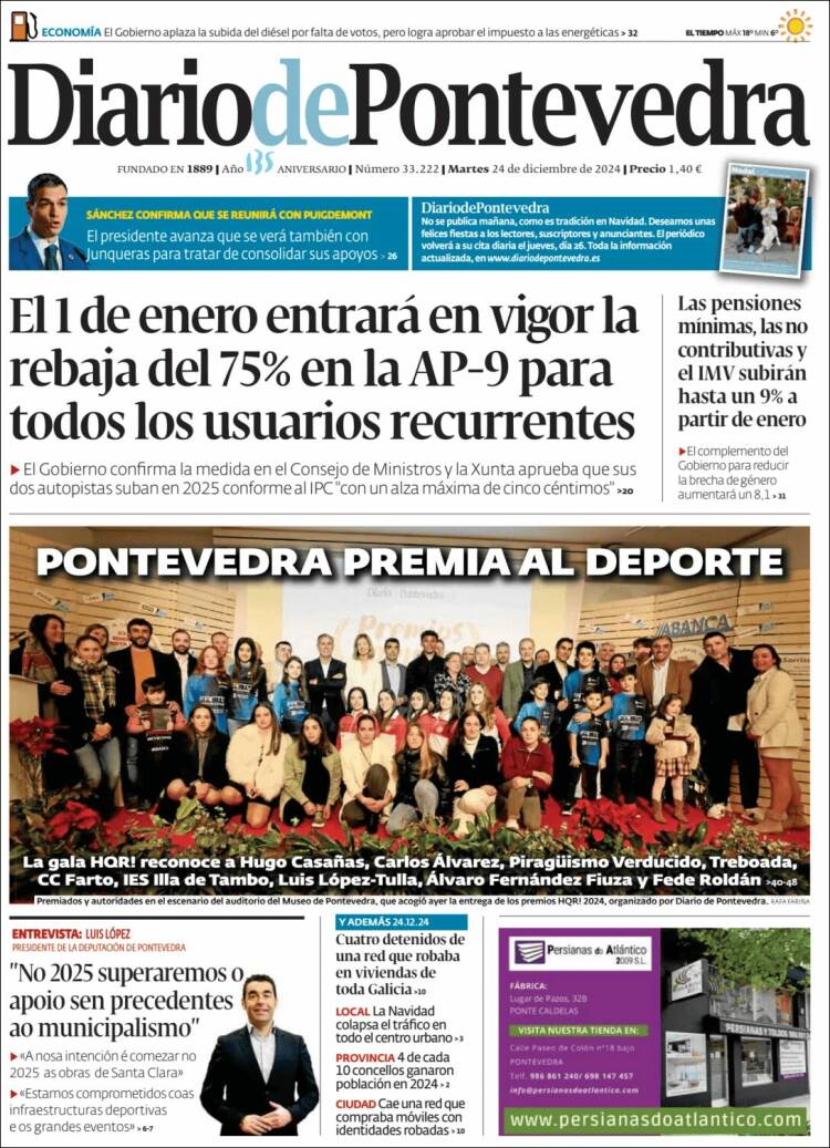 Portada de Diario de Pontevedra (España)