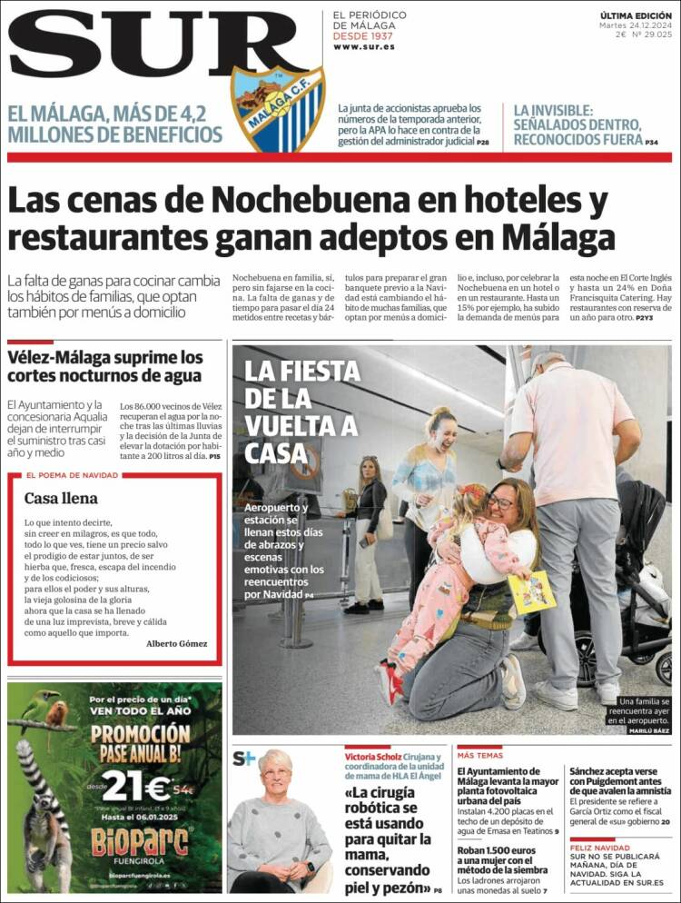 Portada de Diario el Sur (España)